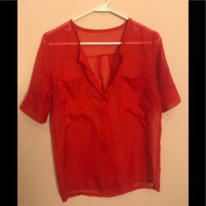 Red sheer top